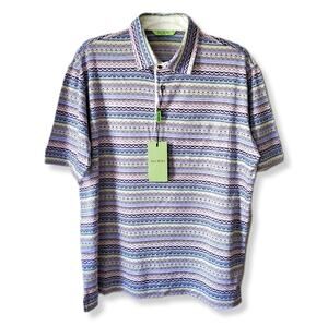 Men Dalmine Italian Multicolor Stripe Knit Polo Shirt XL 52 Menswear Luxury NEW